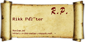 Rikk Péter névjegykártya