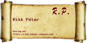 Rikk Péter névjegykártya